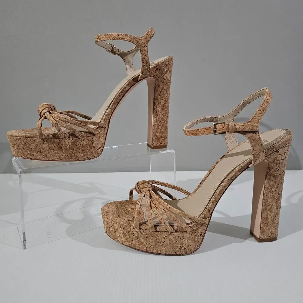Paige Candice Cork Platform Sandal Womens Size 10 Strappy Chunky Block High Heel